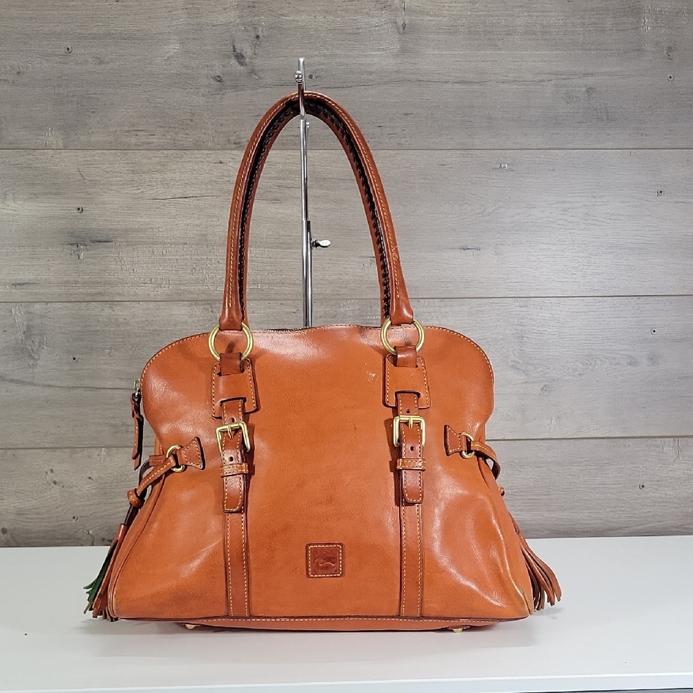 Dooney & Bourke Florentine Leather Domed Burnt Orange Satchel Shoulder Bag